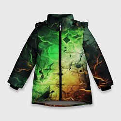 Куртка зимняя для девочки Зеленый взрыв, цвет: 3D-светло-серый