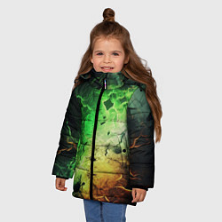 Куртка зимняя для девочки Зеленый взрыв, цвет: 3D-красный — фото 2