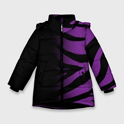 Куртка зимняя для девочки Фиолетовый с черными полосками зебры, цвет: 3D-черный