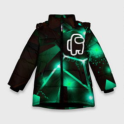Куртка зимняя для девочки Among Us разлом плит, цвет: 3D-черный