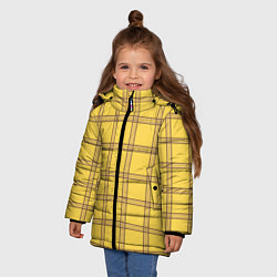 Куртка зимняя для девочки Желто-коричневая клетка, цвет: 3D-светло-серый — фото 2