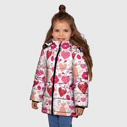 Куртка зимняя для девочки Клубничная любовь, цвет: 3D-красный — фото 2