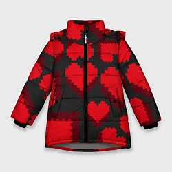 Куртка зимняя для девочки Pixel hearts, цвет: 3D-светло-серый