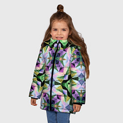 Куртка зимняя для девочки Разноцветная мраморная мозаика, цвет: 3D-светло-серый — фото 2