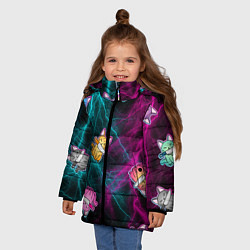Куртка зимняя для девочки Котики и стихия, цвет: 3D-черный — фото 2