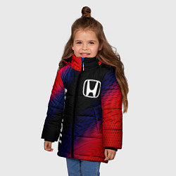 Куртка зимняя для девочки Honda красный карбон, цвет: 3D-черный — фото 2