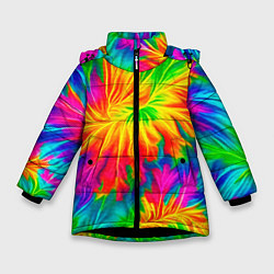 Зимняя куртка для девочки Тай-дай кислотные краски
