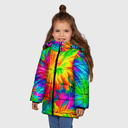 Куртка зимняя для девочки Тай-дай кислотные краски, цвет: 3D-светло-серый — фото 2