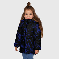 Куртка зимняя для девочки Абстракция цветы сине-черный, цвет: 3D-черный — фото 2