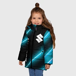 Куртка зимняя для девочки Suzuki неоновые лампы, цвет: 3D-черный — фото 2