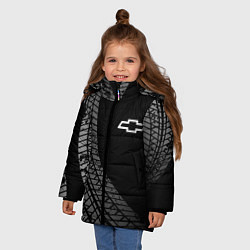 Куртка зимняя для девочки Chevrolet tire tracks, цвет: 3D-черный — фото 2