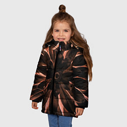 Куртка зимняя для девочки Тёмный цветочный паттерн, цвет: 3D-черный — фото 2