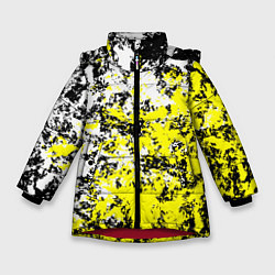 Куртка зимняя для девочки Белая и жёлтая краска, цвет: 3D-красный