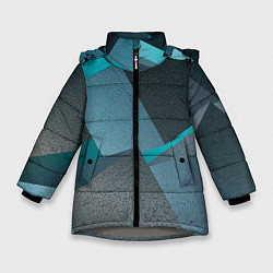 Куртка зимняя для девочки Абстрактные ребристые кубы, цвет: 3D-светло-серый
