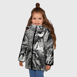 Куртка зимняя для девочки Черепа лошадей - эскиз, цвет: 3D-светло-серый — фото 2