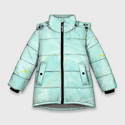 Куртка зимняя для девочки Акварельный голубой фон, цвет: 3D-светло-серый
