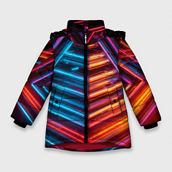 Куртка зимняя для девочки Неоновые трубы, цвет: 3D-красный