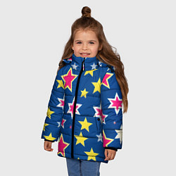 Куртка зимняя для девочки Звёзды разных цветов, цвет: 3D-светло-серый — фото 2
