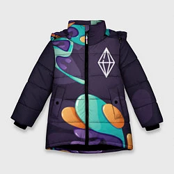 Куртка зимняя для девочки The Sims graffity splash, цвет: 3D-черный
