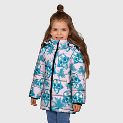 Куртка зимняя для девочки Черепа в панаме, цвет: 3D-светло-серый — фото 2