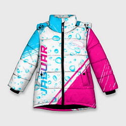 Зимняя куртка для девочки Jaguar neon gradient style: надпись, символ