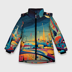 Куртка зимняя для девочки Абстрактный пейзаж: арт нейросети, цвет: 3D-светло-серый
