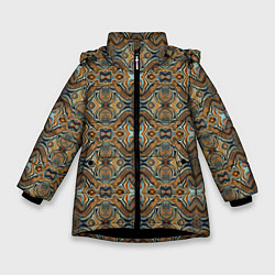 Куртка зимняя для девочки Коричневые разводы масляной краски, цвет: 3D-черный