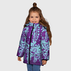 Куртка зимняя для девочки Blue flowers, цвет: 3D-светло-серый — фото 2