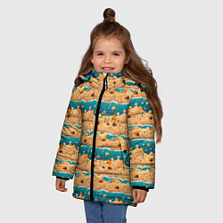 Куртка зимняя для девочки Пляж паттерн, цвет: 3D-черный — фото 2