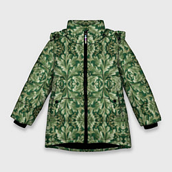 Куртка зимняя для девочки Зелёный гобелен, цвет: 3D-черный
