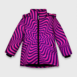Куртка зимняя для девочки Абстрактный фиолетовый узор, цвет: 3D-черный