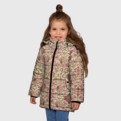 Куртка зимняя для девочки Розовые цветы и вензеля, цвет: 3D-черный — фото 2
