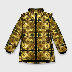 Куртка зимняя для девочки Золотые защитные пластины, цвет: 3D-черный