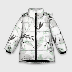 Зимняя куртка для девочки Зайцы и растения паттерн