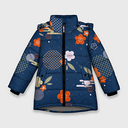 Зимняя куртка для девочки Орнамент японского кимоно