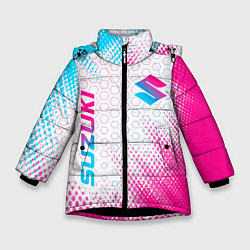 Зимняя куртка для девочки Suzuki neon gradient style: надпись, символ