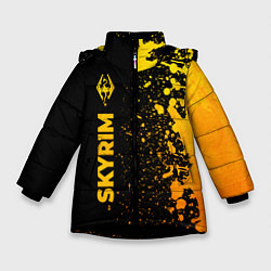 Куртка зимняя для девочки Skyrim - gold gradient: по-вертикали, цвет: 3D-черный