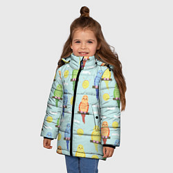Куртка зимняя для девочки Попугайчики, цвет: 3D-светло-серый — фото 2