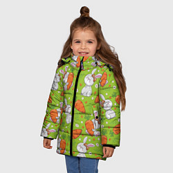 Куртка зимняя для девочки Летние зайчики, цвет: 3D-светло-серый — фото 2