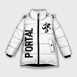 Зимняя куртка для девочки Portal glitch на светлом фоне: надпись, символ