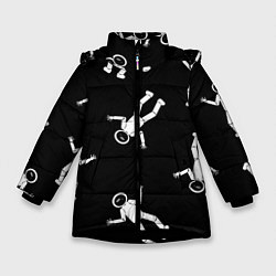 Куртка зимняя для девочки День космонавтики, цвет: 3D-черный