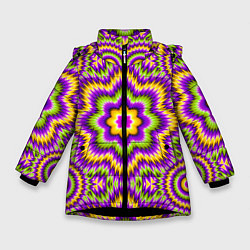Куртка зимняя для девочки Красочная иллюзия расширения, цвет: 3D-черный