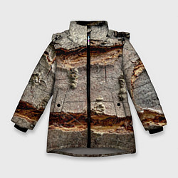 Куртка зимняя для девочки Деревянный разлом, цвет: 3D-светло-серый