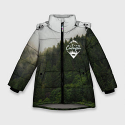 Зимняя куртка для девочки Я из Сибири на фоне леса