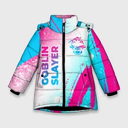 Куртка зимняя для девочки Goblin Slayer neon gradient style: надпись, символ, цвет: 3D-черный