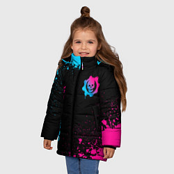 Куртка зимняя для девочки Gears of War - neon gradient: надпись, символ, цвет: 3D-черный — фото 2