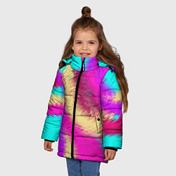 Куртка зимняя для девочки Абстрактный неоновый узор, цвет: 3D-черный — фото 2