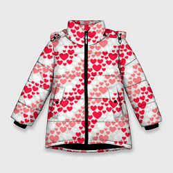Куртка зимняя для девочки Волны Любви - сердечки, цвет: 3D-черный