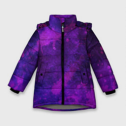 Куртка зимняя для девочки Текстура - Purple explosion, цвет: 3D-светло-серый
