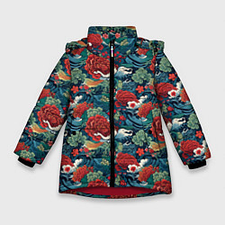 Зимняя куртка для девочки Рисунок Ирезуми Паттерн